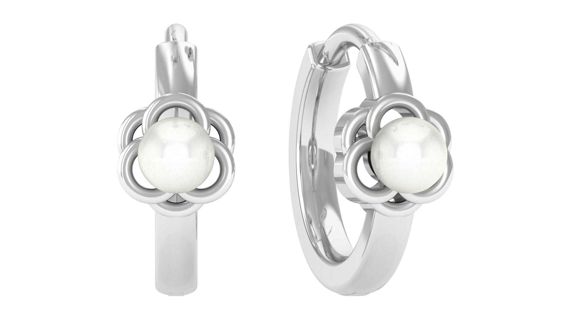 Freshwater Pearl Solitaire Cartilage Hoop Earring Freshwater Pearl - ( AAA ) - Quality - Jewel Pierce